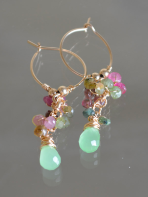 Oorbellen  toermalijn en kristal